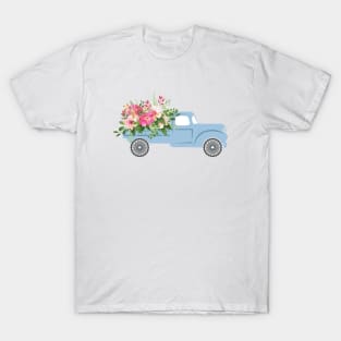 Blue Floral Truck T-Shirt